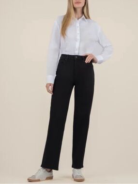 Kut from the Kloth Sienna Black High-Rise Wide Straight Jeans Women’s 8